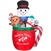 Snowman and Penguin and Gingerbread Man In Cocoa Mug Party Christmas Inflatable